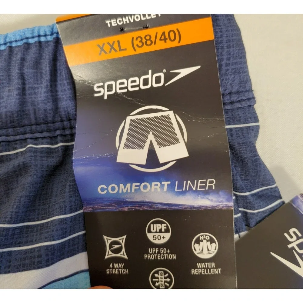 Speedo Men's 2XL- XXL (38/40) Blue Swim Trunks Board Shorts‎ NWT